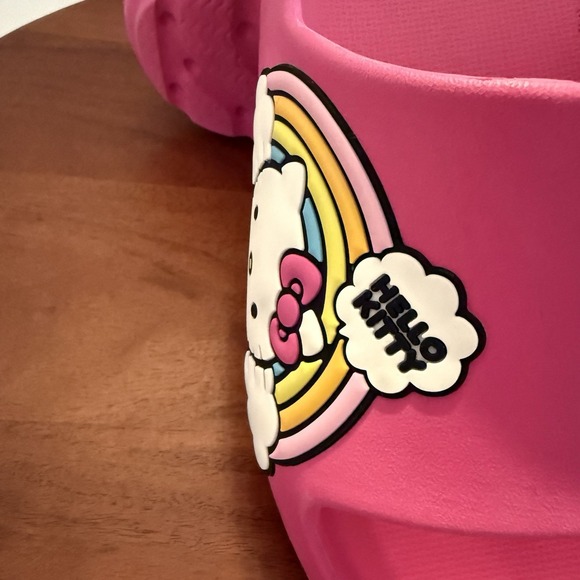 Hello Kitty by Sanrio Logo Bright Pink Adult's Slide Women's Size 9/10 Comfort - Picture 7 of 12
